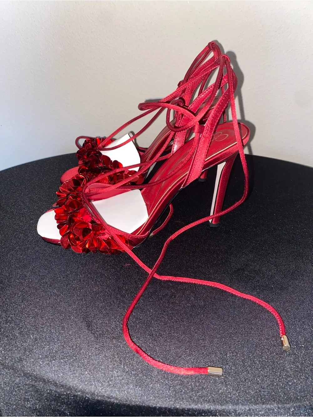 Jessica Simpson Red Embellished Lace-Up Women's Heels